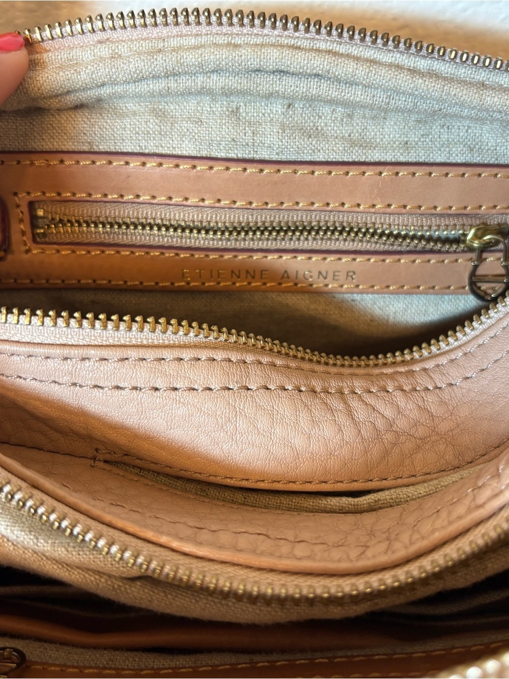 Etienne Aigner beige cream Pebbled Leather Crossbody - Picture 7 of 9